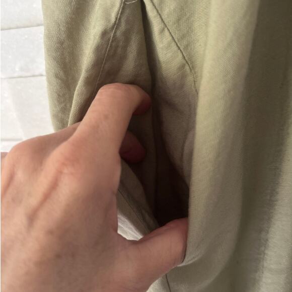 ANTHROPOLOGIE Adira Knotted Shoulder Sleeveless Cinch Back Midi Dress Sage 36/M - Picture 8 of 10